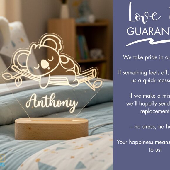 Personalized Koala Night Light – Custom LED Lamp for Kids - Picture 6 of 8